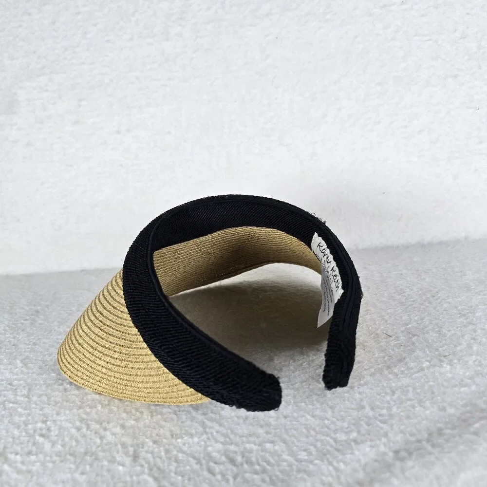 Karen Keith Women’s Straw Visor Hat Beige/Black Lightweight One Size TV89-B